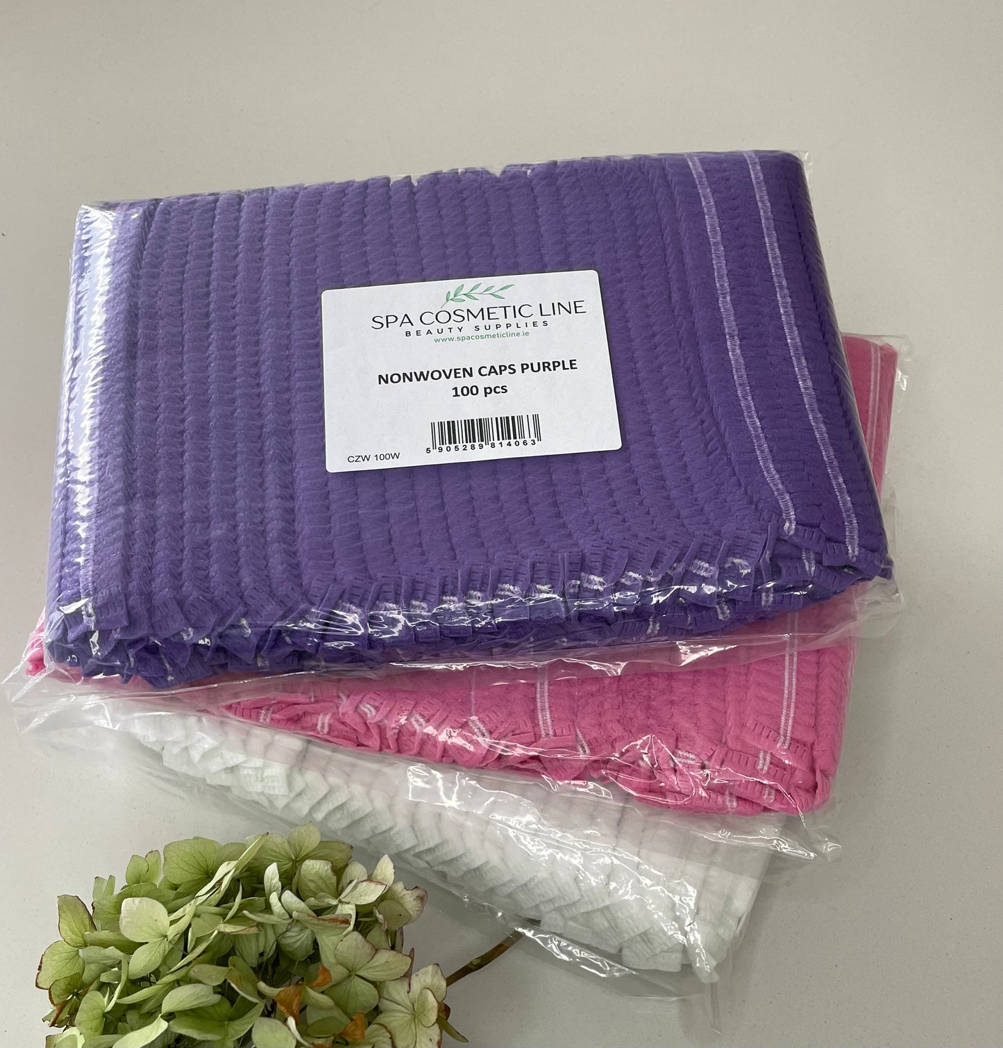 100pcs Disposable Non-woven Fabric Head caps / PINK